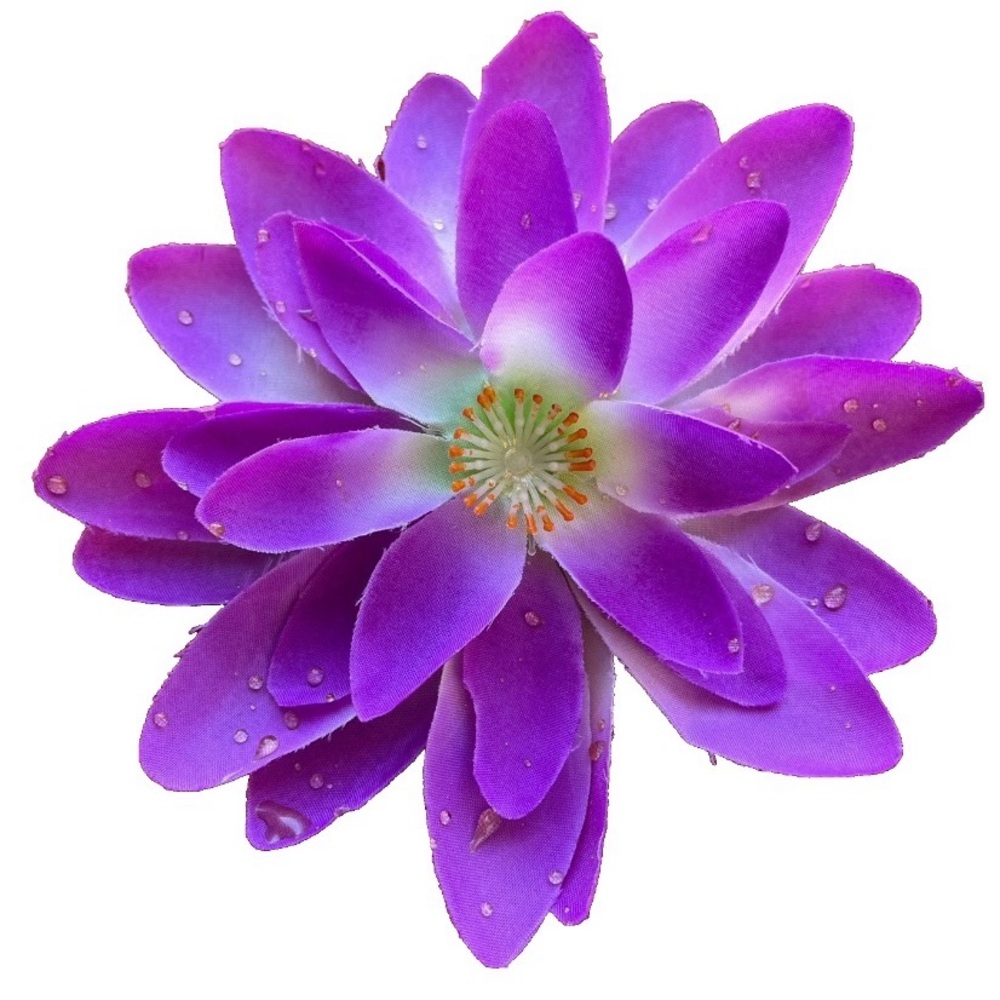 Beautiful Handmade Purple Floral WATER LILY Fabric HAIR CLIP